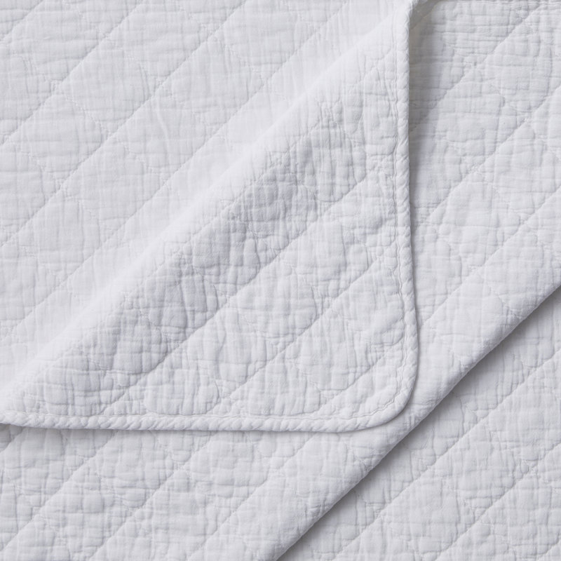 Ensemble de courtepointe rustique en coton couleur unie, Courtepointe très grand et 2 très grandes taies , Blanc rétro