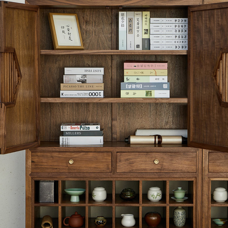 Bibliothèque de style chinois, Marron foncé