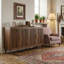 Sideboard Buffet Cabinet with Grille-Striped Doors and Adjustable Shelves