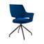Chaise d'appoint de salle à manger en velours bleu avec finition noire-324090049