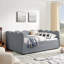 Lit de jour en vichy double avec couchette simple sans sommier, avec port USB et adorable tissu en forme de vague-316688442