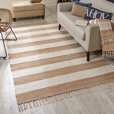 Johnie Hand-Knotted Cotton Yellow and Ivory White Rug