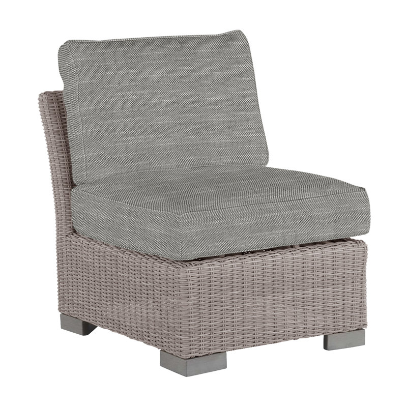Club Patio Lounge Chair with Cushions, Oyster, Welt, Intermix Indigo