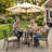 Kozyard 35.4" Square Outdoor Dining Table for 4, Steel Frame with Textured Wood-Grain Tabletop, Patio Table with Umbrella Hole for Backyard, Balcony, Garden Gray