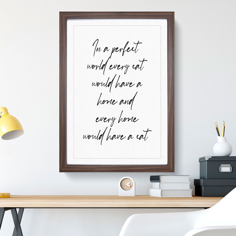 Cat - Picture Frame Typography, 65cm H x 48cm W x 2cm D, Walnut Framed