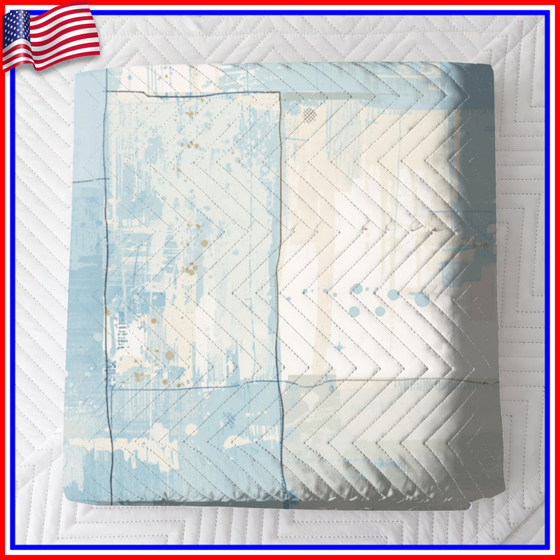 Couvre-lit matelassé bleu patchwork abstrait toutes tailles, Très grand lit