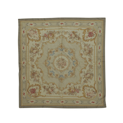 Hand-Knotted High-Quality Beige and Green Area Rug