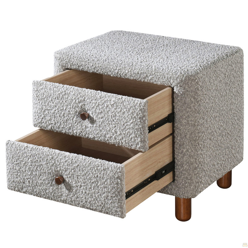 Table de chevet 2 tiroirs Grey Boucle