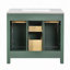 Ensemble de meuble-lavabo 36 po avec lavabo en céramique, armoire de salle de bain simple autoportante avec 4 tiroirs et 2 armoires, meuble de rangement pour la salle de bain, ensemble de meuble-lavabo avec cadre en bois massif-120329926