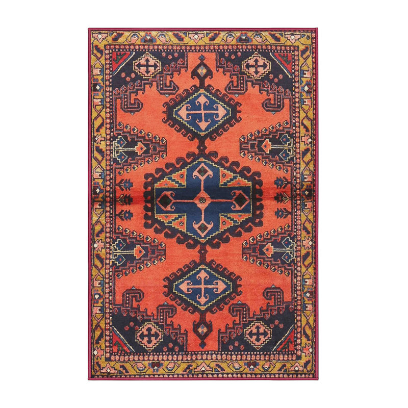 Tapis orange/bleu traditionnel Adamczyk, Rectangle 2 pi x 3 pi