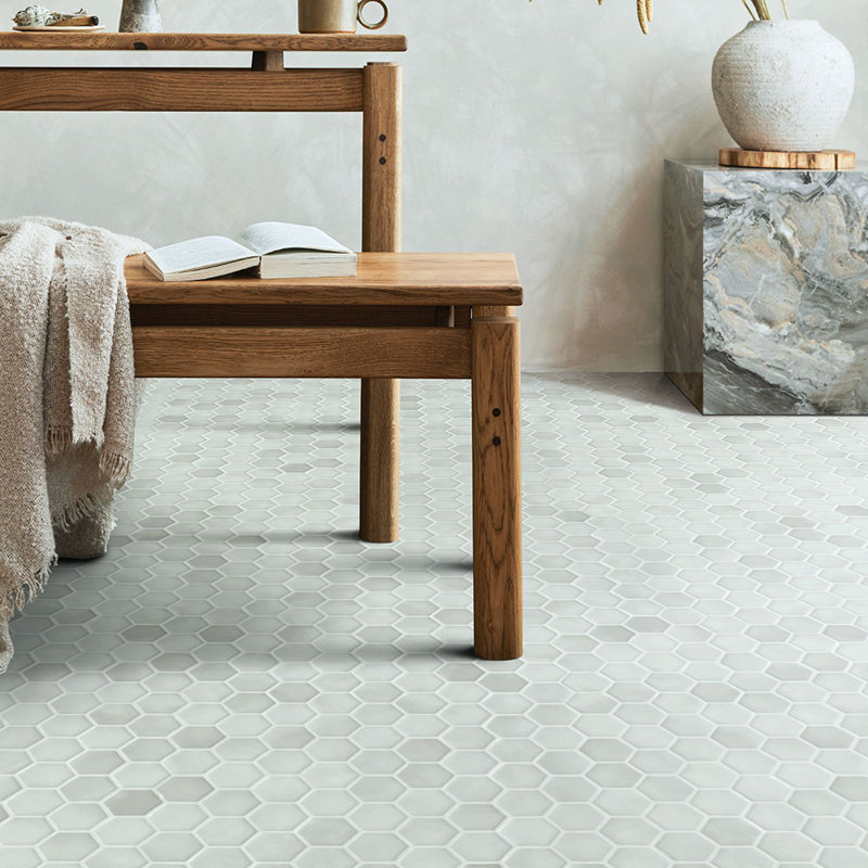 Spectrum Silk Hexagon 2 Inch Recycled Glass Mosaic Wall and Floor Tile, Ares