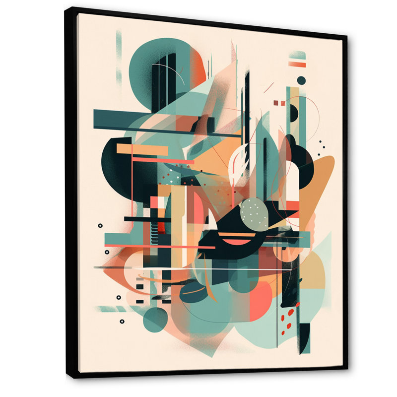 «Green Peach Elegance VI», art mural sur toile minimalisme, H 40 po x l 30 po x P 1,5 po, Cadre flottant noir