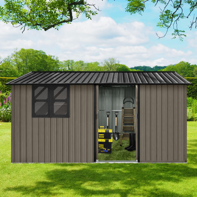 Metal Garden Storage Sheds With Window And Sliding Door