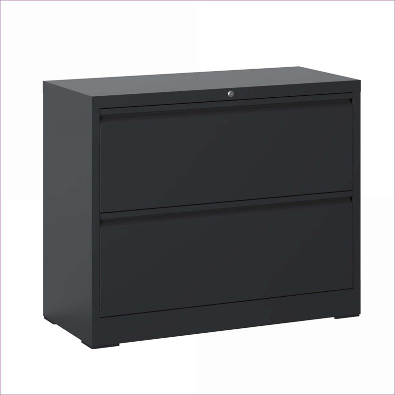 Armoires | Classeur latéral verrouillable à 2 tiroirs, convient aux dossiers de format légal / lettre / A4 / F4, anti-rayures, pour un espace de travail à domicile | Moderne | Bureau