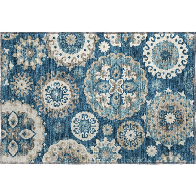 Premium Machine Washable Prisco Blue Rug