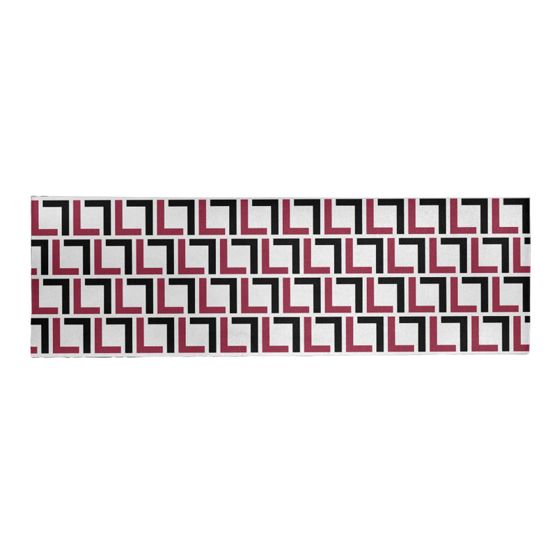Tapis de couloir géométrique blanc / noir / rose