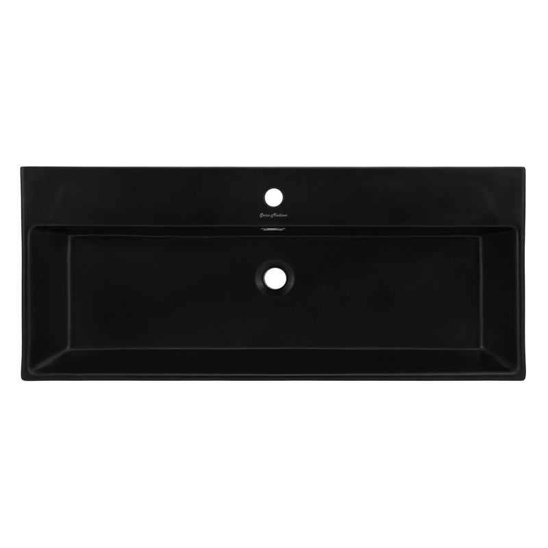 Lavabo console en céramique Claire 40, Noir / Chrome