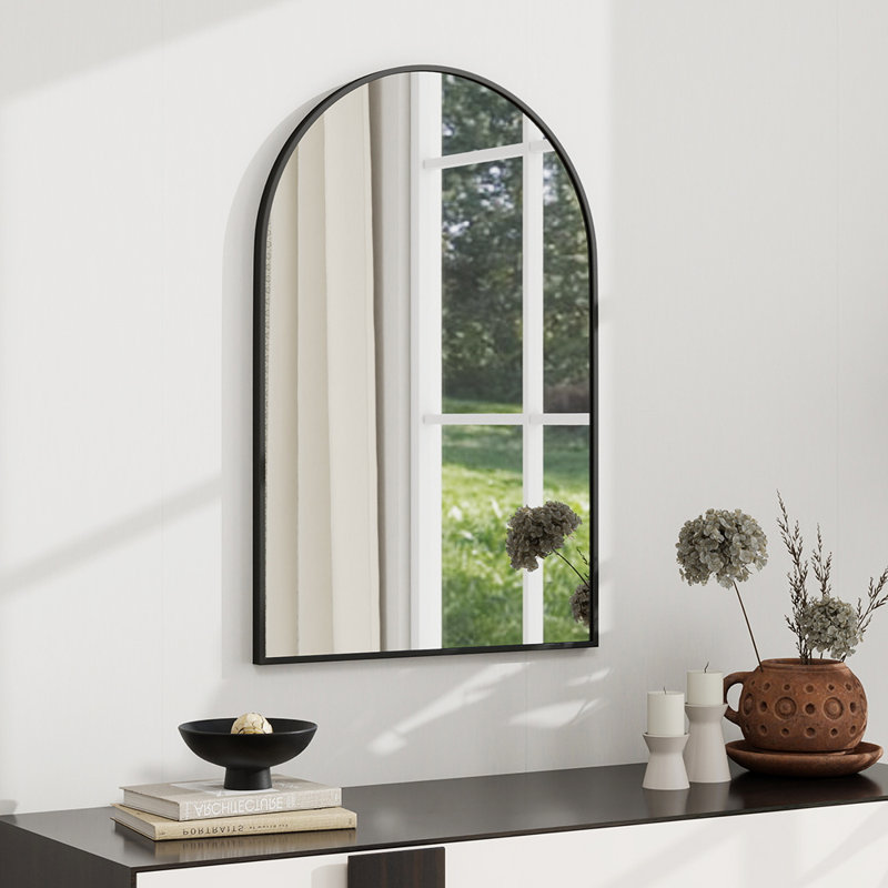Aluminium Framed Arch Wall Mirror, Black