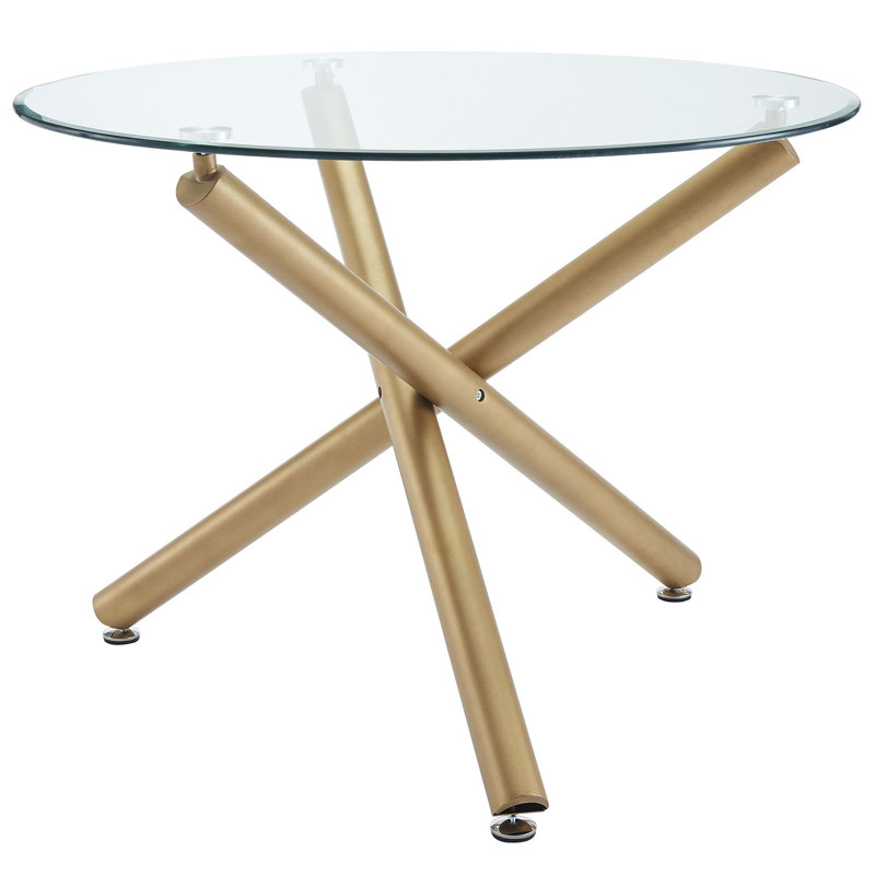 Table de salle à manger ronde Patrick en or vieilli, Doré