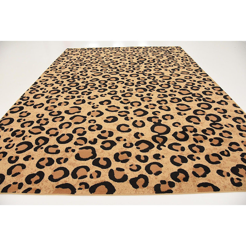 Tapis brun clair à imprimé animal Testerman, Rectangle 3 pi 3 po x 5 pi 3 po