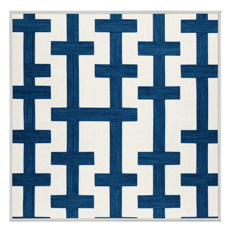 Tapis blanc à carreaux lavable à la machine, Carré 8 pi