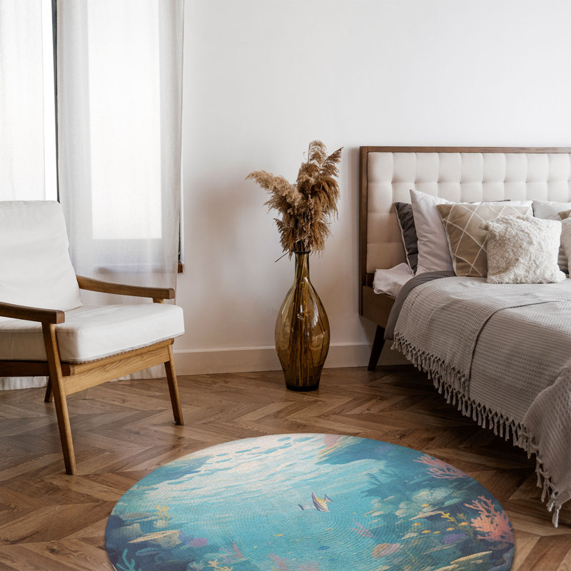 Tapis tressé Underwater Fantasy Vibes, Rond 5 pi
