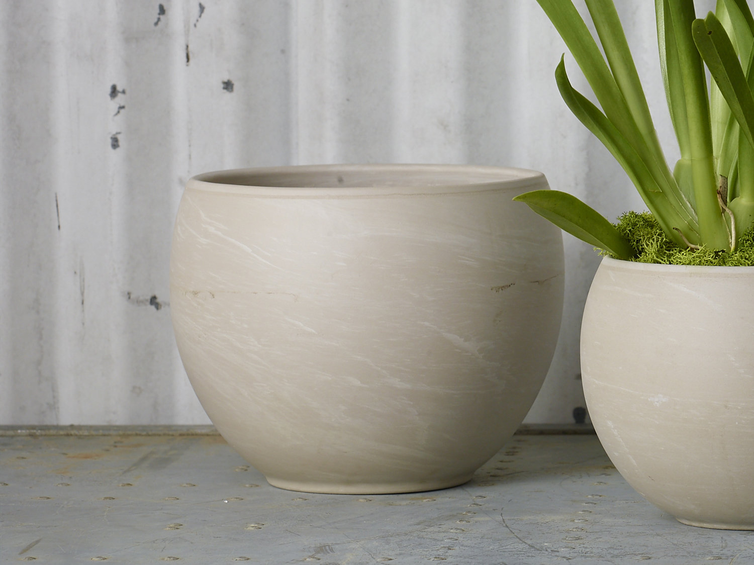 Ceramic Pot Planter, 6" H x 7.75" W x 7.75" D, Tan