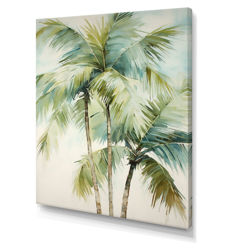 «Dreyfuss Green Minimalims Palm Trees I», reproduction d'art sur toile, palmiers, H 44 po x l 34 po x P 1,5 po, Toile tendue