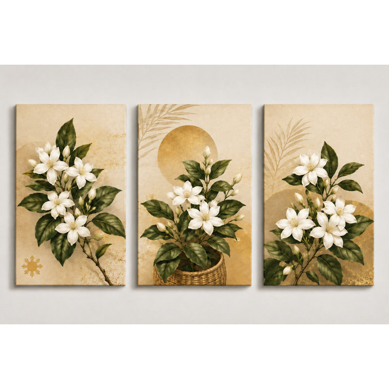 Grand ensemble de 3 fleurs murales Sampaguita