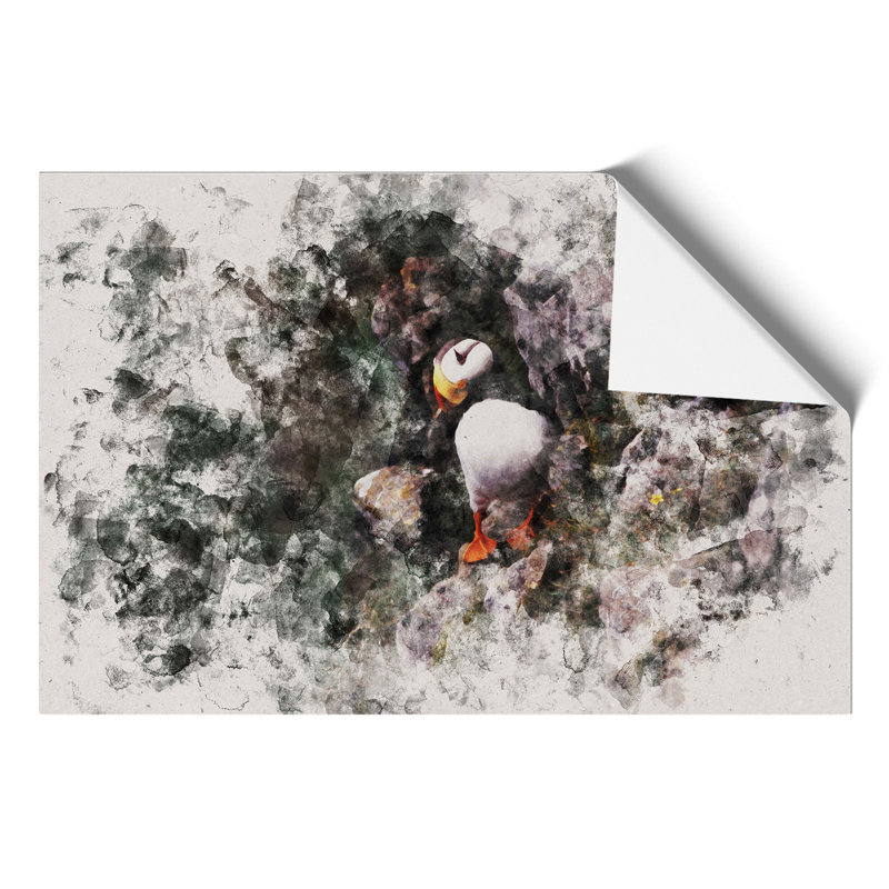 Atlantic Puffin Birds Watercolour - Frameless Print, 21cm H x 30cm W x 0.1cm D