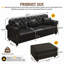 Canapé Chesterfield 82,6 po avec garniture cloutée et accoudoirs roulés de style moderne de 82,6 po avec capitonnage à boutons et capitonné, comprend 3 coussins, noir-2072339458