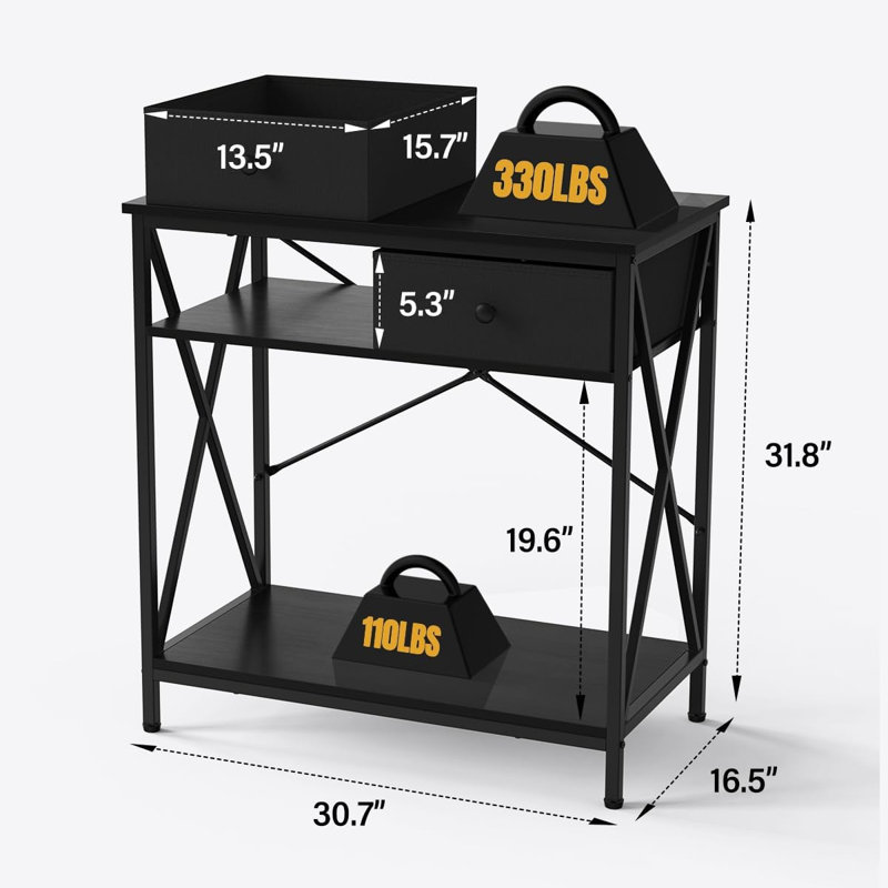 Support d'aquarium en métal avec support pour accessoires, 29 gallons H 31,8 po x l 30,7 po x P 16,5 po