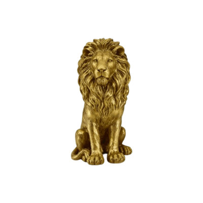 24" Lion Statue, Resin Outdoor Guardian Sculpture, Simulated Animal Decor for Villa, Garden, Park & Resort, Patriotic Independence Day Decoration for Home & Courtyard