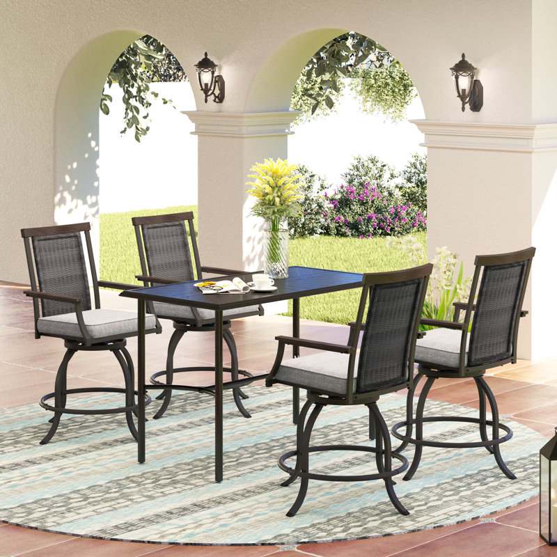 Alyne 4 - Person Patio Dining Set with Extendable Rectangular Table , Cushions Included