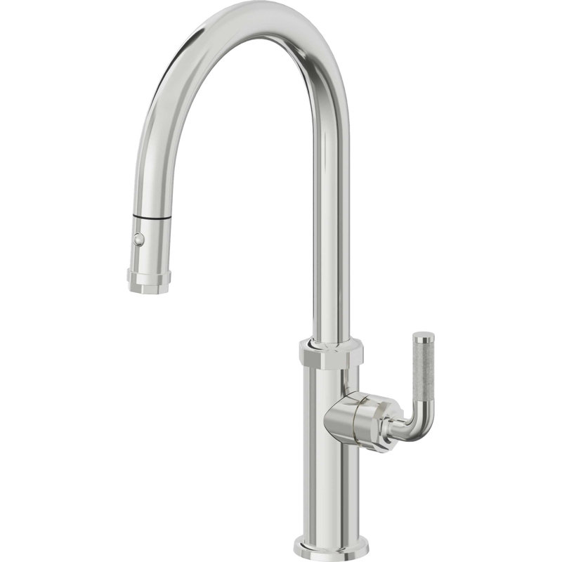 Descanso Kitchen Pull-Down Kitchen Faucet with Button Sprayer - High Arc Spout, Polished Chrome