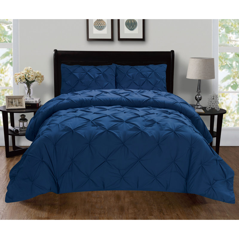 Polyester Satin Duvet Cover, Queen Duvet + 2 Shams, Navy Blue