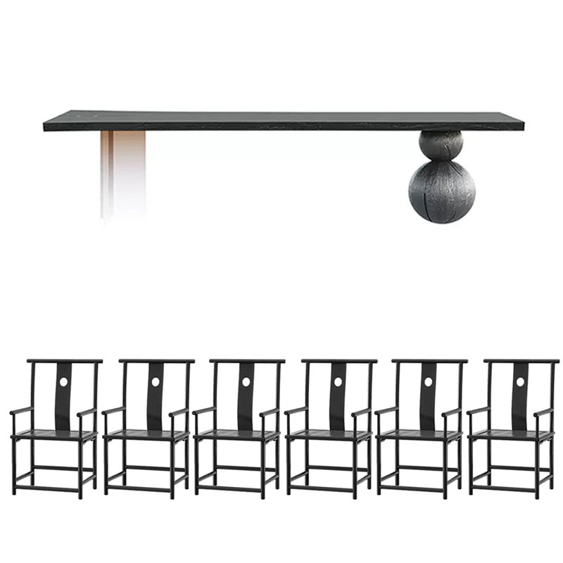 Ensemble de table de salle à manger en bois massif, H 29,53 po x L 86,61 po x l 29,53 po