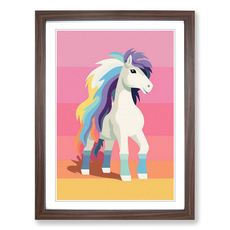 Pony Minimalism No.2 - Single Picture Frame Print on Wood, Walnut Framed, 34cm H x 25cm W x 2cm D