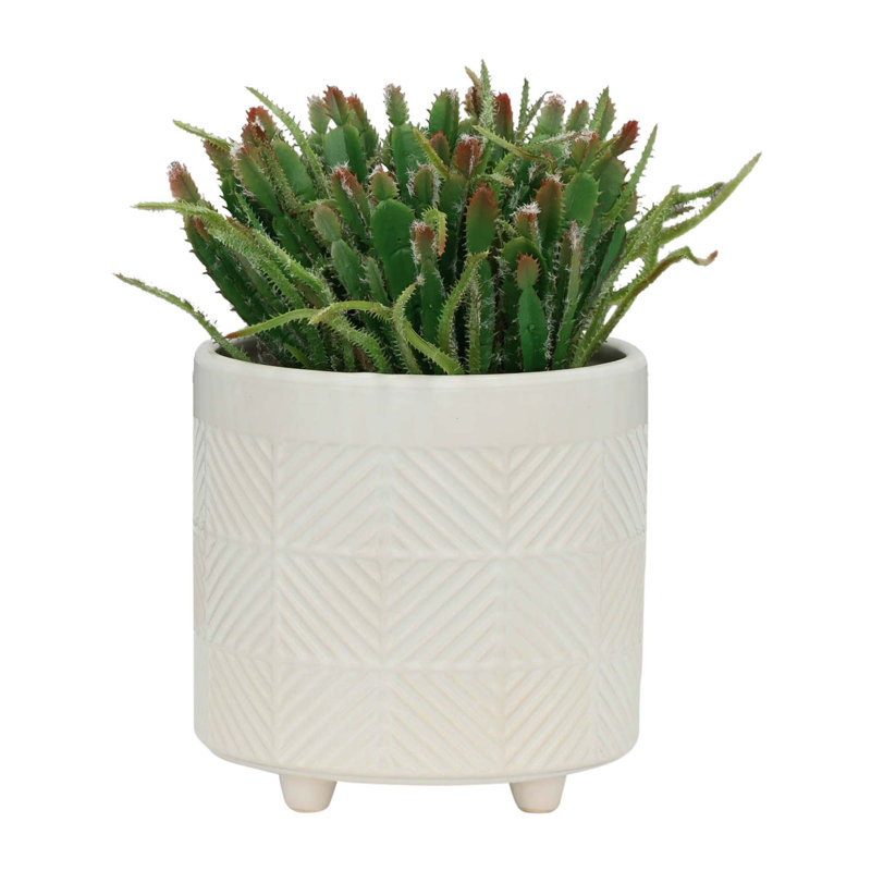 S/2 6/8" TEXTURED PLANTERS, White