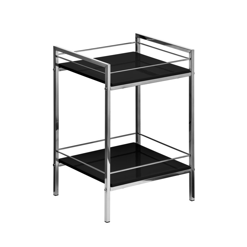 34cm W Metal Shelving Unit, Black High Gloss