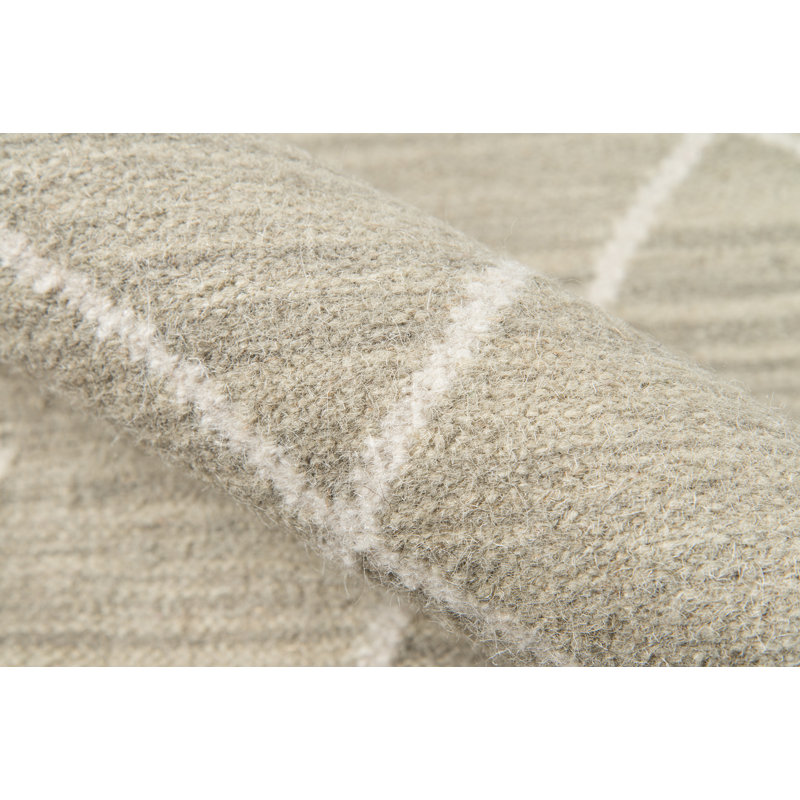 Thompson Wool Geometric Area Rug in Sage, Rectangle 5' x 7'6"