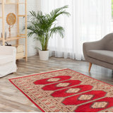 Tapis rouge foncé Malci Peshawar Bokhara 3 pi 0 po x 5 pi 1 po