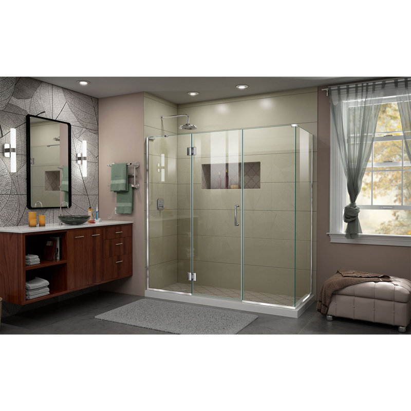Unidoor-X 70" x 72" Rectangle Hinged Shower Enclosure, Oil Rubbed Bronze, Left Opening