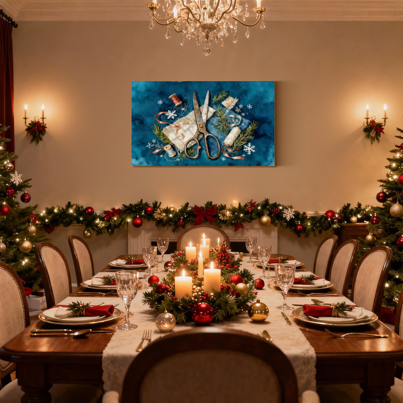 Ensemble de 3 décorations murales, outils de couture et décorations de Noël, H 12 po x l 18 po