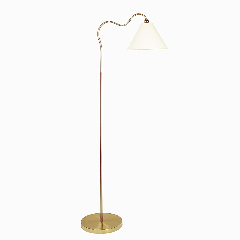 Lampe sur pied en laiton avec abat-jour tambour triangulaire