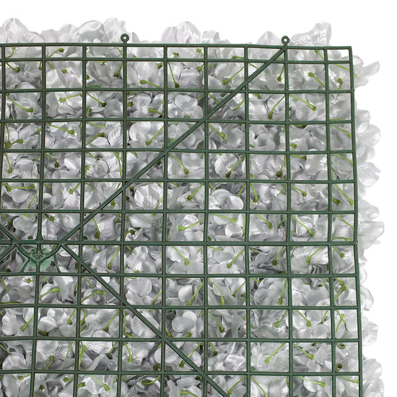 Écran d'intimité en forme de haie d'hortensia artificielle, Argent