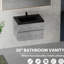 Meuble-lavabo mural flottant gris ciment 30 po, lavabo à sable en quartz noir, tiroirs à fermeture en douceur, peu encombrant, construction avec évier, sable, armoire, lavabo facile à nettoyer