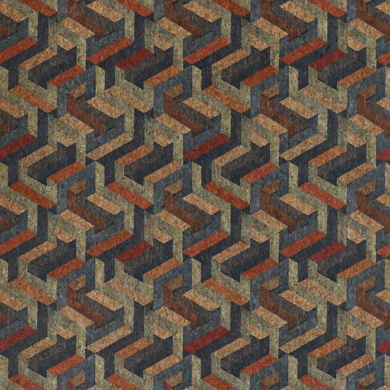 Escheresque Wallpaper, Copper/Slate