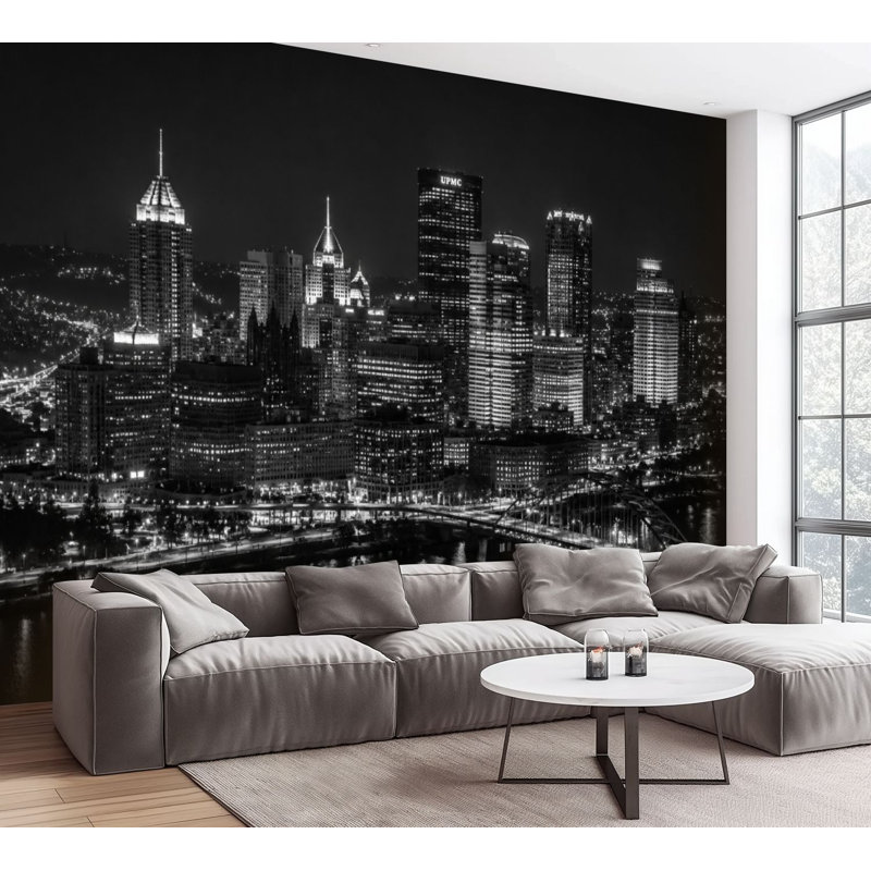 Papier peint adhésif auto-adhésif Cincinnati City Skyline, L 100,08 po x l 144 po
