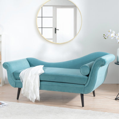 Chaise longue classique avec accoudoirs à volutes, assise stable et confortable, mousse à haut rebond, coussin ergonomique, pied en bouleau, l 67,53 po x H 28,87 po, conception élégante, assise large, assise haute douce